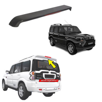 Roof Spoiler with LED Light for Mahindra Scorpio 2014-2017 Models, Color -Color - FIERY BLACK, AGMS14RSFB