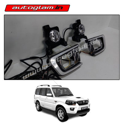 Mahindra Scorpio 2014-2022 LED Fog Lamp Kit with LED DRL, AGMSLFLD66