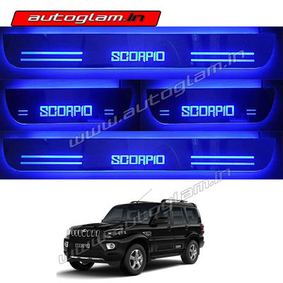 Mahindra Scorpio Door Blue LED Sill Plates-Set of 4 Pcs