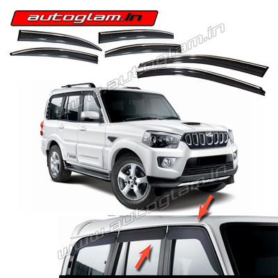 Mahindra Scorpio Wind Visor / Door Visor with Chrome Line, AGMS14WVCL