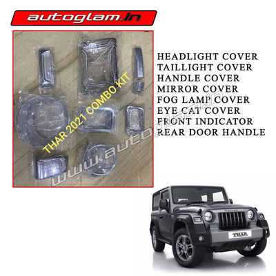 Mahindra Thar 2020+ Chrome Combo Kit, Set of 8 Items, AGMTH21CK