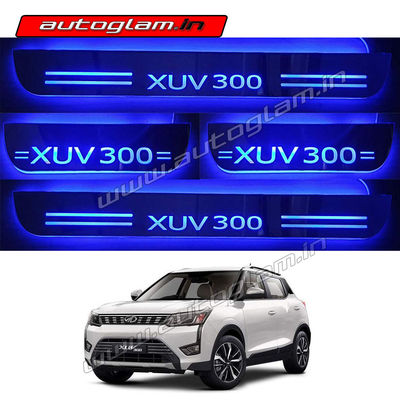 Mahindra XUV300 Door Blue LED Sill Plates-Set of 4 Pcs, AGMXUV300SP