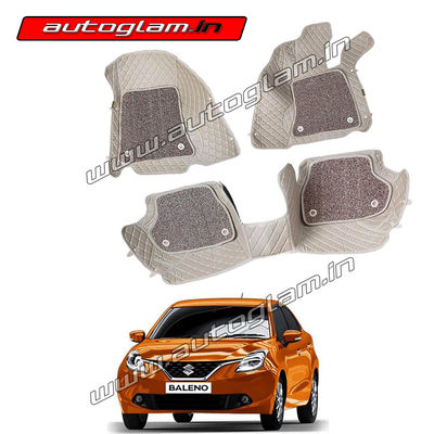 7D Mats for Maruti Suzuki Baleno All Models, Color - Beige, AGMSB06MBG