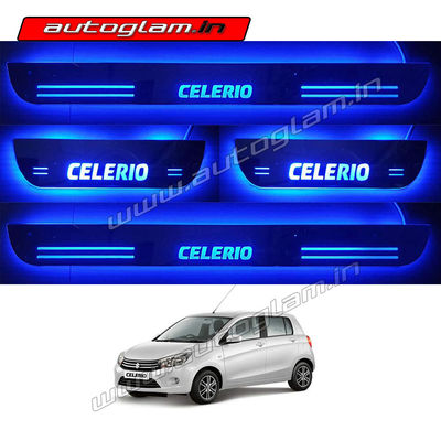 Maruti Suzuki Celerio Door Blue LED Sill Plates-Set of 4 Pcs, AGMS49DSP