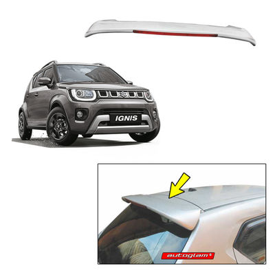 Roof Spoiler with LED Light for Maruti Suzuki Ignis, Color - GLISTENING GREY, Latest Style, AGMSI20RSGG