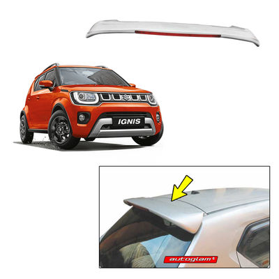 Roof Spoiler with LED Light for Maruti Suzuki Ignis, Color -LUCENT ORANGE, Latest Style, AGMSI20RSLO