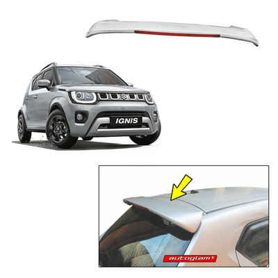 Roof Spoiler with LED Light for Maruti Suzuki Ignis, Color - SILKY SILVER, Latest Style, AGMSI20RSSS