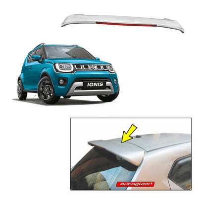 Roof Spoiler with LED Light for Maruti Suzuki Ignis, Color - TORQUOISE BLUE, Latest Style, AGMSI20RSTB