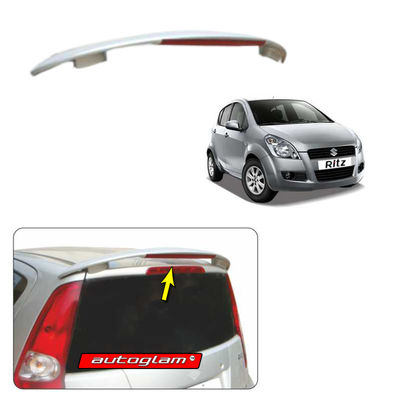 Roof Spoiler with LED Light for Maruti Suzuki Ritz 2009-2012, Color - SILKY SILVER, Latest Style, AGMSRRSSS