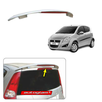 Roof Spoiler with LED Light for Maruti Suzuki Ritz 2012-2017, Color - SILKY SILVER, Latest Style, AGMSRRSSSA