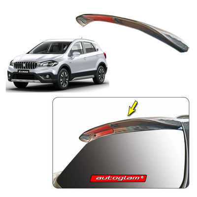 Roof Spoiler with LED Light for Maruti Suzuki S-Cross 2017-2019, Color - PEARL ARCTIC WHITE, Latest Style, AGMSC17RSPAW