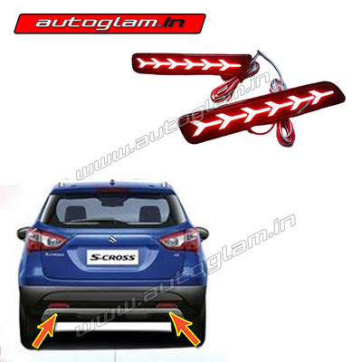 Maruti Suzuki S-Cross All Models LED Rear Reflector 6 Arrow Design with wiring, AGMSS12LR