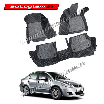 7D Mats for Maruti Suzuki SX4 All Models, Color - Black, AGMSSX08MBL