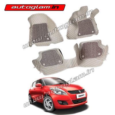 7D Mats for Maruti Suzuki Swift 2010-18 All Variants, Color - Beige, AGMSS1009MBG