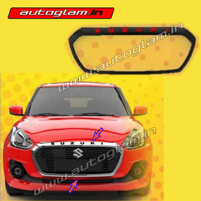 Maruti Suzuki Swift 2018+ Front Grill Ring, Color-Black with Red Alpha, AGMSS522FG