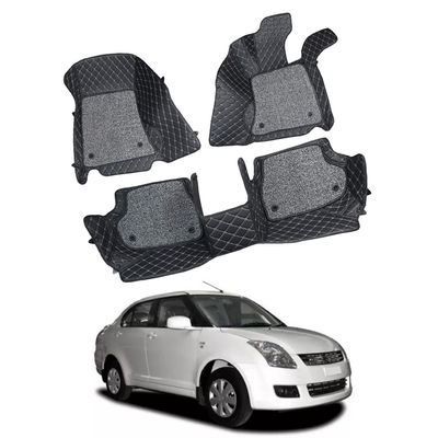 7D Car Mats Compatible with Maruti Suzuki Swift Dzire 2009, Color - Black, AGMSD7D265