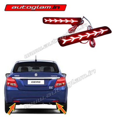 Maruti Suzuki Swift Dzire All Models LED Rear Reflector 6 Arrow Design with wiring, AGMSD11LR