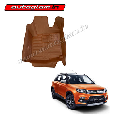 5D Bucket Fitting Car Mats for Maruti Suzuki Vitara Brezza All Models, Color - Brick Brown, AGMSB63BB