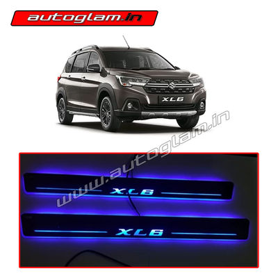 Maruti Suzuki XL6 Door Blue LED Sill Plates-Set of 4 Pcs, AGMSXL6SP