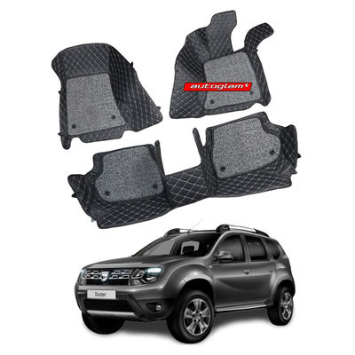 7D Car Mats Compatible with Renault Duster Old, Color - Black, AGRDO7D1