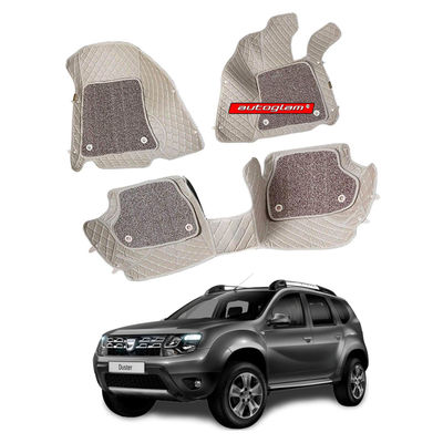 7D Car Mats Compatible with Renault Duster Old, Color - Beige, AGRDO7D2