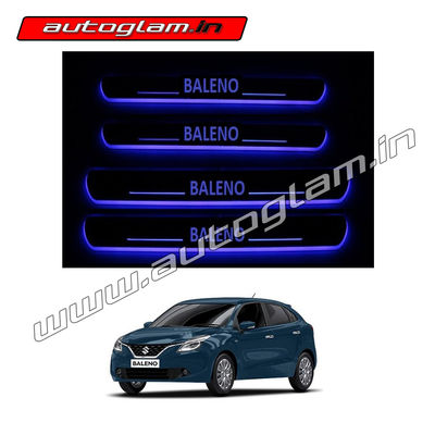 AGMSB38CA, Maruti Suzuki Baleno Sill Plate Blue Matrix Style - Set of 4 Pcs