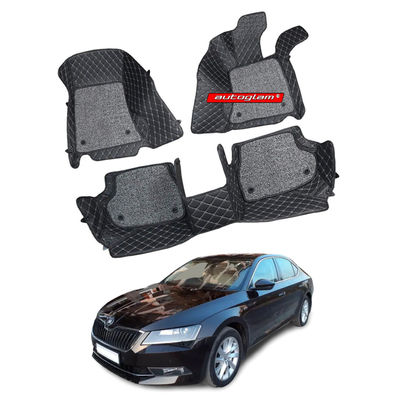 7D Car Mats Compatible with Skoda Superb 2017, Color - Black, AGSS7D171