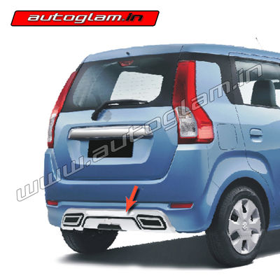 Maruti Suzuki Wagon R 2019+ Rear Bumper Diffuser, Rear Guard with Dual Chrome Tip, AGMSWR369RD