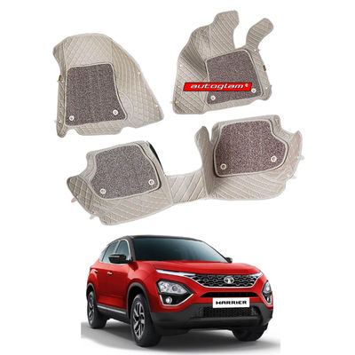 7D Car Mats Compatible with Tata Harrier, Color - Beige, AGTH7D2