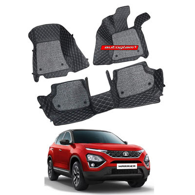 7D Car Mats Compatible with Tata Harrier, Color - Black, AGTH7D1