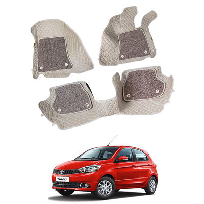 7D Car Mats Compatible with Tata Tiago, Color - Beige, AGTT7D252