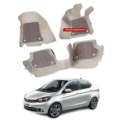 7D Car Mats Compatible with Tata Tigor, Color - Beige, AGTT7D2