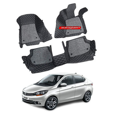 7D Car Mats Compatible with Tata Tigor, Color - Black, AGTT7D1