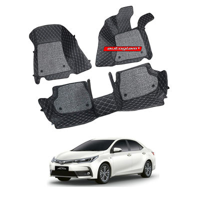 7D Car Mats Compatible with Toyota Corolla Altis New, Color - Black, AGTCAN7D1