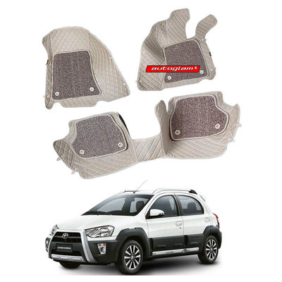 7D Car Mats Compatible with Toyota Etios Cross, Color - Beige, AGTC7D2