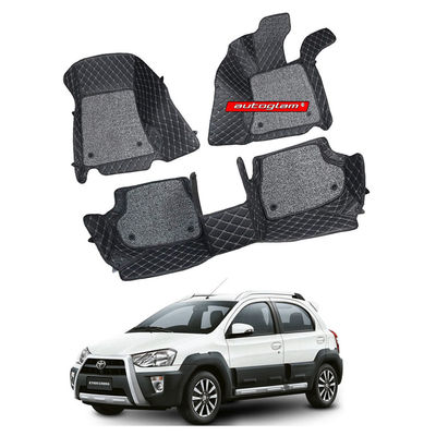 7D Car Mats Compatible with Toyota Etios Cross, Color - Black, AGTC7D1