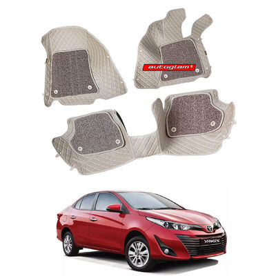 7D Car Mats Compatible with Toyota Yaris, Color - Beige, AGTY7D2