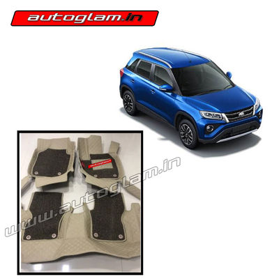 Toyota Urban Cruiser 2020+ Premium 7D Car Mats for all Models, Colour- Beige with Beige Line & Brown Grass Mat, AGTUC7DMT