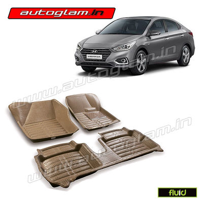 5D Bucket Fitting Car Mats for Hyundai Verna 2017+ Models, Color - Beige, AGHV33BG