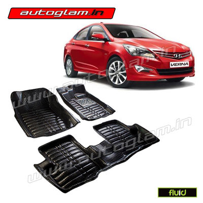 5D Bucket Fitting Car Mats for Hyundai Verna Old Models, Color - Black, AGHV36BL