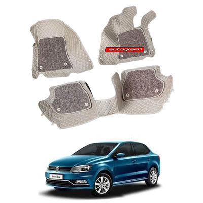 7D Car Mats Compatible with Volkswagen Ameo, Color - Beige, AGVWA7D2