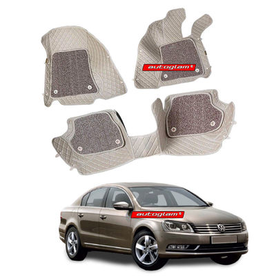 7D Car Mats Compatible with Volkswagen Passat 2011-2015, Color - Beige, AGVWP7D2