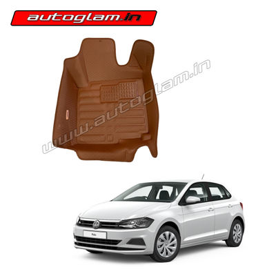 5D Bucket Fitting Car Mats for Volkswagen Polo All Models, Color - Brick Brown, AGVWP62BB