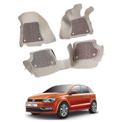 7D Car Mats Compatible with Volkswagen Polo (Manual), Color - Beige, AGVWP7D253