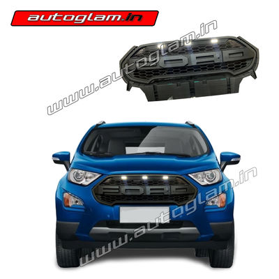 Ford Ecosport 2018+ Front Grill with 3 White LED, Trendy Design, AGFE303G18