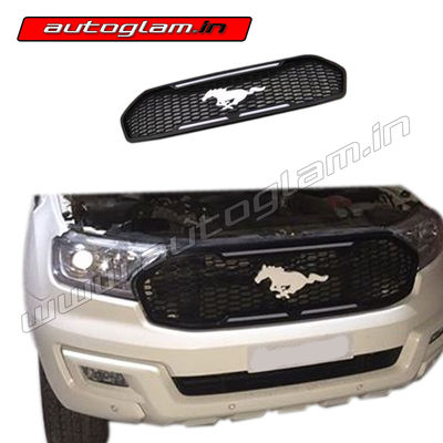 Ford Endeavour 2016-18 Front Custom Grill with White Mustang Logo, AGFEN33FGW