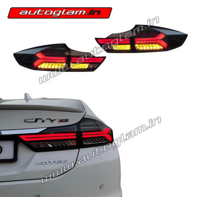 Honda City 2016-2020 Lambo Style LED Taillights with Matrix Indicator, SMOKE Glass, AGHC336TL