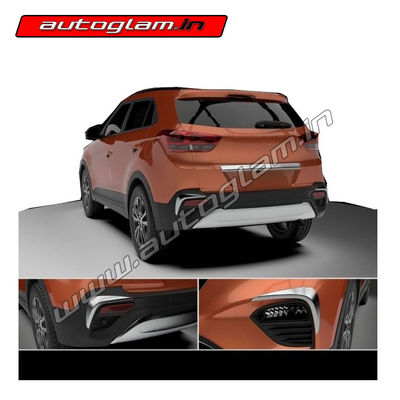 Hyundai Creta 2018-19 Chrome Bumper Guards, Color- Black, AGHCCBGB19