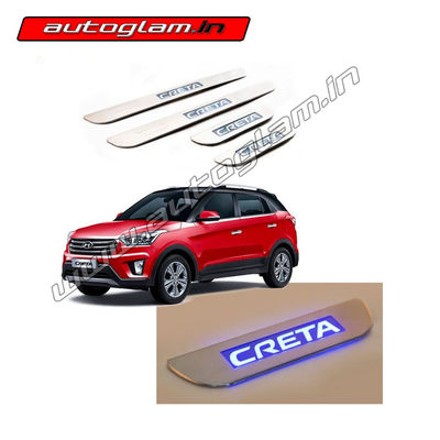 Hyundai Creta 2015-17 Door Blue LED Sill Scuff Plates, Set of 4 Pcs, AGHCDBLS25