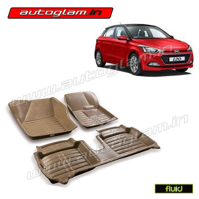 5D Bucket Fitting Car Mats for Hyundai i20 All Models, Color - Beige, AGHI20BG